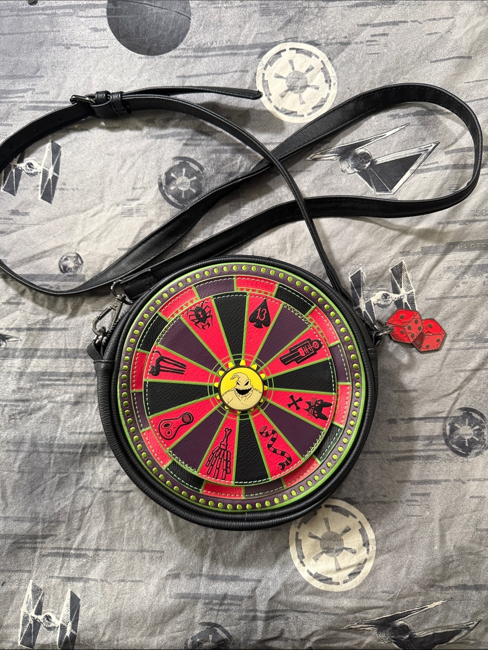 Loungefly The Nightmare Before Christmas Oogie Boogie Roulette Wheel Crossbody